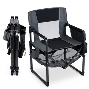 Heavy Duty Outdoor Camping Chair with Cup Holder and Side Pocket-Black view 4