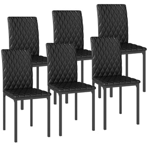 Modern Dining Chairs Set of 4, Upholstered Faux Leather Kitchen Chairs with Rhombic Tufting and Metal Legs – view 4
