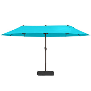 15' Outdoor Patio Umbrella with Twin Canopy Sunshade Steel Table Umbrella w/ Lift Crank, Cross base – view 6