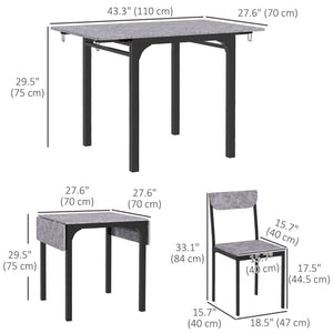 Foldable Dining Table Set for 2, Drop-Leaf Kitchen Table with 2 Chairs for Apartments, Studios, Natural Drop-leaf Dining Table Set Includes 2 Chairs