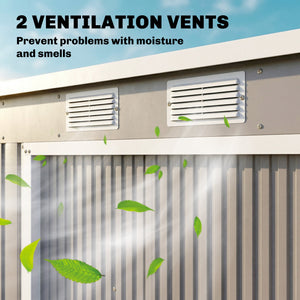 7' x 4' Galvanised Steel Garden Shed, with Foundation Kit - Green – view 20