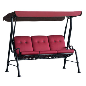 3-Person Porch Swing Chair, Patio Swing Bench with Adjustable Canopy