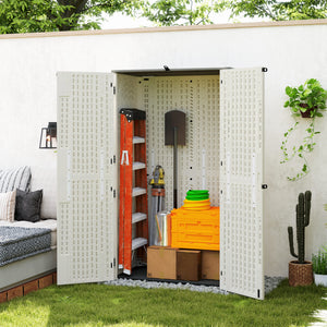 185 Gallon Outdoor Storage Cabinet with Openable Top and Lockable Doors for Lawnmower, Trash Can, Patio Accessories