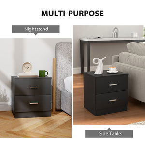 Bedside Table with 2 Drawers, Modern Nightstand for Bedroom, White – view 11