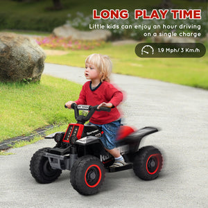 Qaba 6V Kids ATV Quad, 4 Wheeler Battery Powered Electric Ride on Car w/ Lights, Forward Backward