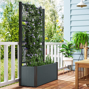 Wicker Outdoor Planter with Trellis, 58" Standing Garden Bed with Liner – view 7
