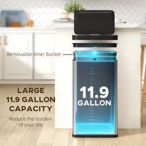 12 Gallon (45 L) Sensor Can, Automatic Garbage Can with Soft-Close Lid, Fingerprint-Proof Stainless Steel – view 11