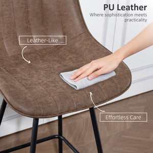 Set of 2 Counter Height Barstools, PU Leather Upholstered Bar Stools with Backrest – view 13