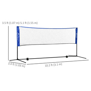 Soozier 10ft Badminton Net, Height Adjustable Outdoor Sports Net with Carry Bag, for Tennis, Pickleball and Volleyball