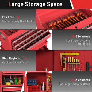Large Tool Cabinet, 3-in-1 Rolling Tool Chest, Detachable Tool Storage Organizer with 6 Drawers and – view 10