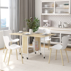 Folding Dining Table, Extendable Kitchen Table for Small Spaces with Storage Shelf and 6 Wheels – view 21