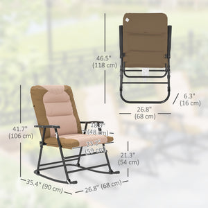 Folding Rocking Chair Set of 2 Padded Rockers with Armrest, Navy Blue – view 23