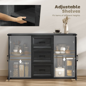 Sideboard with 3 Drawers and 2 Doors, 47" Buffet Cabinet with Adjustable Shelves for Kitchen – view 4
