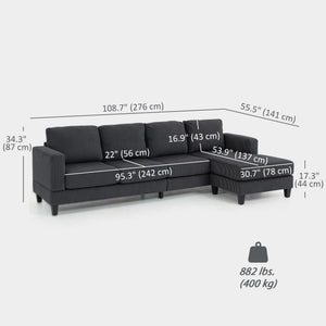 L Shaped Couch, L Shape Sofa with Chaise Lounge and Spring Cushion for Living Room, Bedroom, Beige – view 16