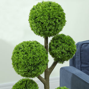 43.3" Artificial Ball Cypress Topiary Tree, Fake Plant in Pot for Indoor Outdoor Living Room Green