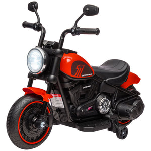 Aosom 6V Kids Motorcycle with Training Wheels, Foot Pedal, Headlight, Music, Forward/Reverse, Single-Button Start