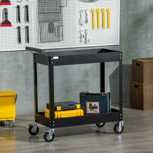 Rolling Tool Cart, 2 Tier Mobile Service Utility Cart with Wheels, Black – view 7