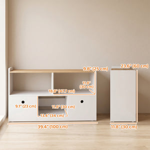 Qaba Toy Storage Organizer, Toy Organizers and Storage with 2 Movable Drawers and 3 Cubbies for Playroom, Nursery, White