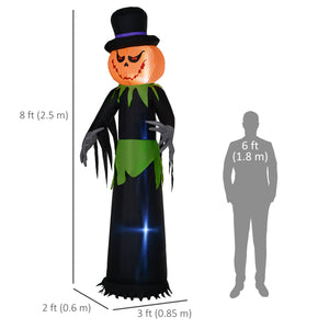 9ft Inflatable Halloween Decoration Pumpkin Ghost with Pumpkins, Blow-Up Outdoor LED Display for Lawn, Garden, Party