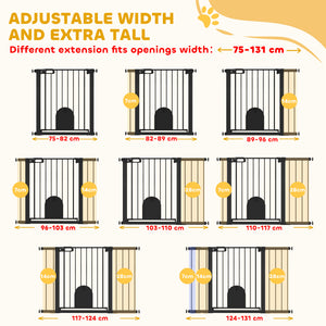 30"-52" Extra Wide Pet Gate Barrier with Small Door, 30"H Dog Gate with Safety Gate Barrier – view 15
