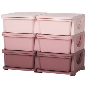 Qaba 3 Tier Kids Toy Organizer and Storage Bins with 6 Plastic Drawers