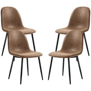 Retro Dining Table Chairs Set of 4, PU Leather Upholstered Kitchen Table Chairs for Living Room, Bedroom