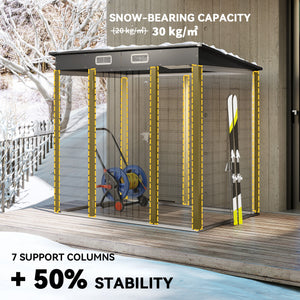 6 x 4FT Galvanized Garden Storage Shed, Metal Outdoor Shed with Double Doors and 2 Vents, Grey – view 4