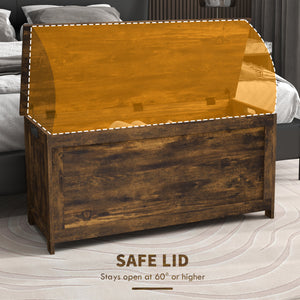 Storage Trunk with 2 Safety Hinges, Modern Entryway Bench with Side Handles, Storage Chest for Living Room – view 10