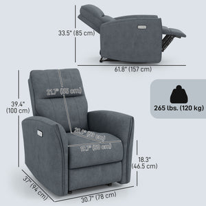 Power Recliner Chair, Dyed Fabric (Like Leathaire) Upholstered Recliner Chair with USB Ports, Footrest – view 9