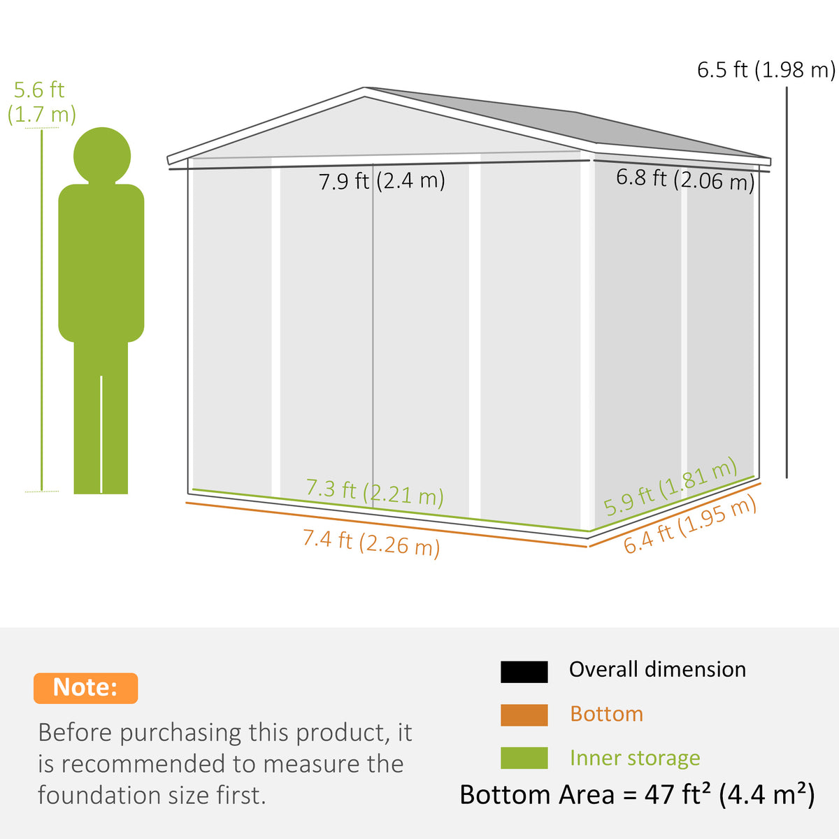 8' x 7' Outdoor Storage Shed, Easy to Assemble, Upgraded Galvanized Metal Garden Shed with Lockable Doors – view 2