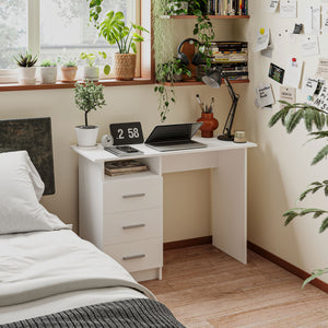Computer Desk with Storage, 39" Home Office Desk with 3 Drawers nad Open Shelf, Writing Table for Bedroom – view 7