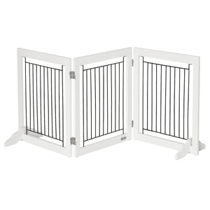 Freestanding Pet Gate, Folding Dog Gate with 2 Support Feet, 24" High, 3 Panels, for Small Dogs