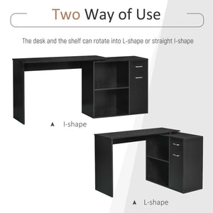 180° Rotating Home Office Corner Desk Storage Shelf Cabinet Black – view 4