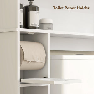 Over the Toilet Storage Cabinet, Bathroom Organizer with Adjustable Shelf, Toilet Paper Holder for Bathroom, Laundry