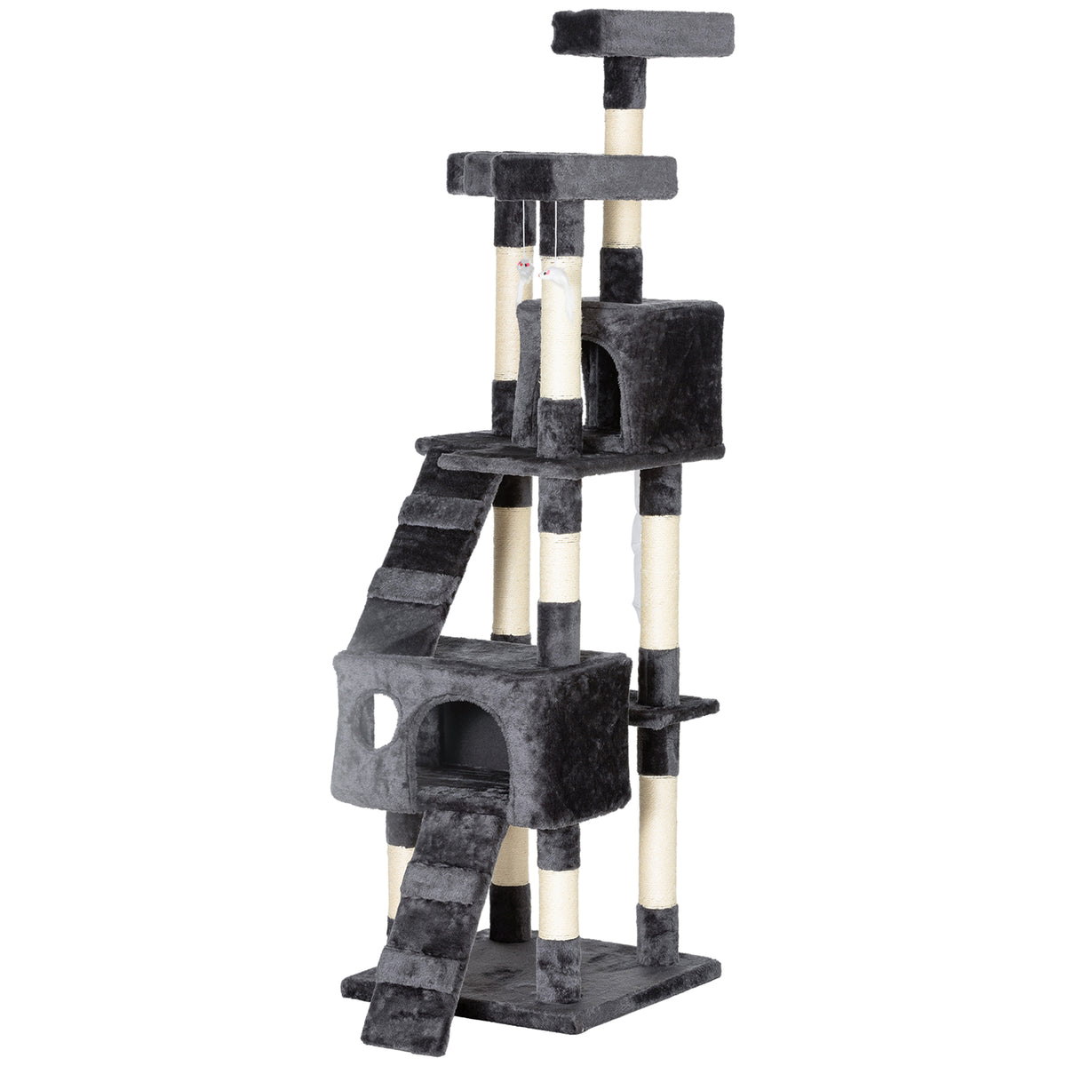 68-inch Multi-Level Cat Scratching Tree Kitty Activity Center Post Tower Condo Pet Furniture w/ Toy Beige – view 2
