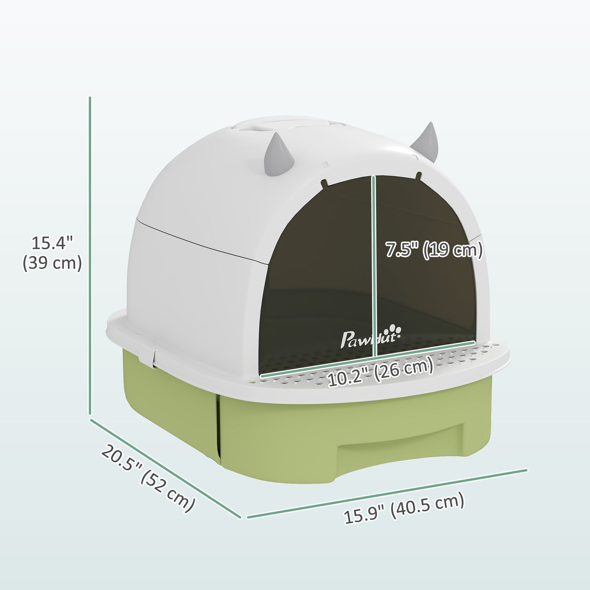 Cat Litter Box with Lid, Front Door Flap, Scoop, Handle, Easy Clean, for Small and Medium Cats, Green – view 2