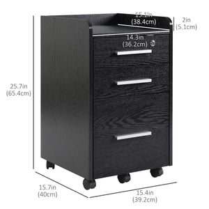 3 Drawer File Cabinet with Lock and Edged Top, Lockable Filing Cabinet on Wheels for Letter and A4 Size – view 9