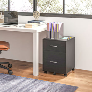 Mobile Filing Cabinet, Vertical File Cabinet with 2 Drawers, Wheels, for Letter or A4 File, Natural