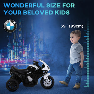 Aosom Kids Motorcycle, 6V Battery Powered Toddler Motorcycle with Headlight, Music, 3 Wheels Electric Motorcycle for Kids, Licensed BMW, Gift for Boys & Girls -