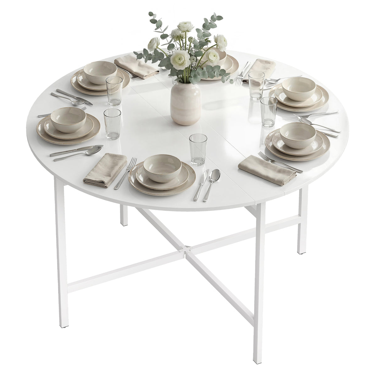 Drop Leaf Table, Folding Dining Table for Small Spaces 80 cm, White