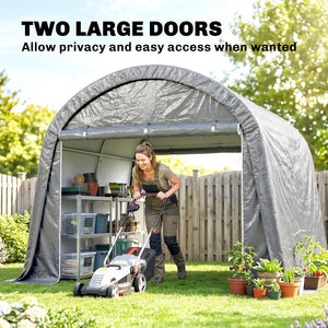 10' x 10' Outdoor Storage Tent, Heavy Duty and Waterproof Portable Shed for Bike, Motorcycle & Garden Tools