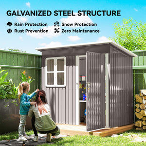 7' x 4' Galvanised Steel Outdoor Storage Shed, Garden Shed with Window, Lockable Wide Door and Air Vents – view 10