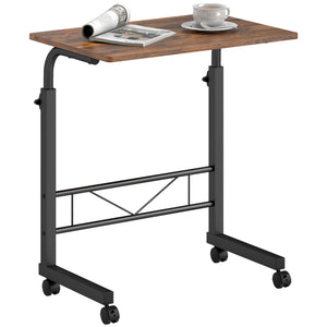 Mobile Standing Desk with Adjustable Height, 23.5 inch Stand Up Desk with Wheels, Natural Wood