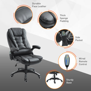 Executive Office Chairs Heated Massage High Back Reclining Office Chair Swivel Leather Adjustable Vibrating Furniture Black