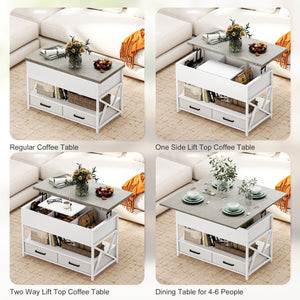 Modern Coffee Table, Lift Top Center Table with Fabric Drawers and Hidden Storage for Living Room – view 10