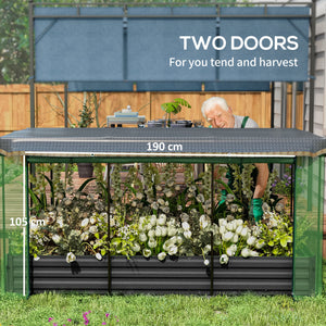 Galvanized Steel Planter Box with Crop Cage and Shade Cloth, Raised Garden Bed for Flowers, Vegs and Herbs