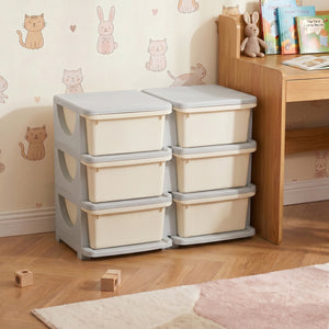 Qaba 3 Tier Kids Toy Organizer and Storage Bins with 6 Plastic Drawers