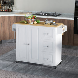 Kitchen Island on Wheels, Kitchen Cart with Drop Leaf, Drawers, Grey – view 21