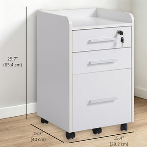 3 Drawer File Cabinet with Lock and Edged Top, Lockable Filing Cabinet on Wheels for Letter and A4 Size – view 2