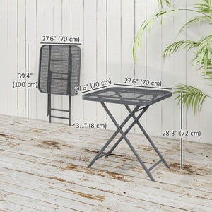 27.5" Square Outdoor Patio Table, Outdoor Folding Table with Grid Rattan-Like Top for Camping, Picnic, Black – view 9